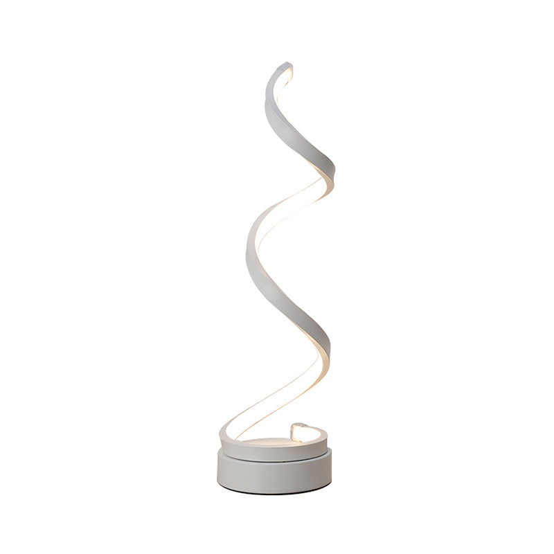 Spiral Ribbon Metall Bordslampa Enkelhet Svart/Vit/Guld LED Arbetsbelysning med Rund Bas i Varm/Vit Ljus | Veska