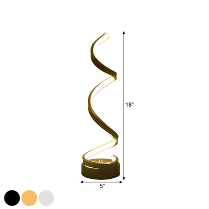 Spiral Ribbon Metall Bordslampa Enkelhet Svart/Vit/Guld LED Arbetsbelysning med Rund Bas i Varm/Vit Ljus | Veska