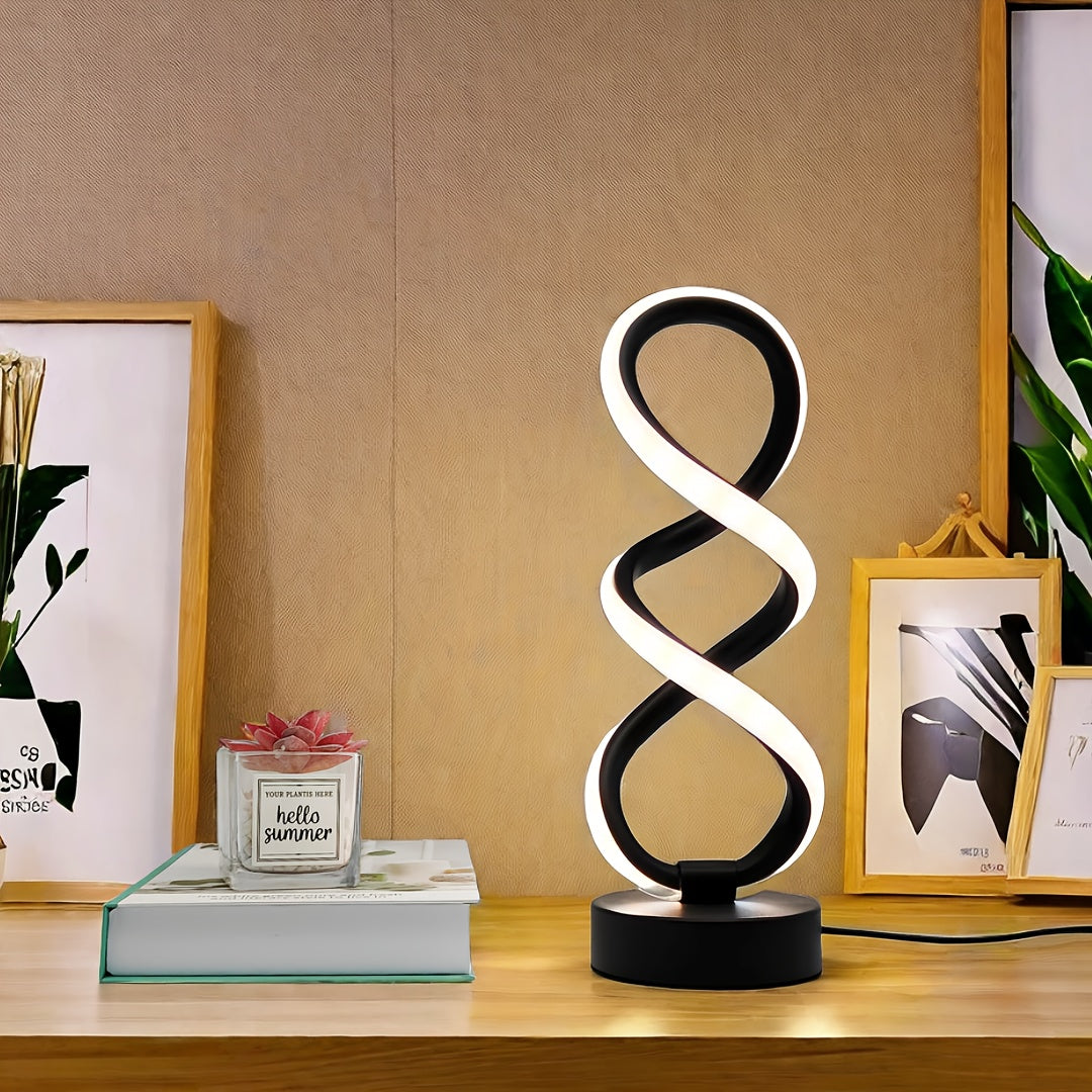 SpiraLux - Elegant Spiral Table Lamp with Color Choice Veska Svart