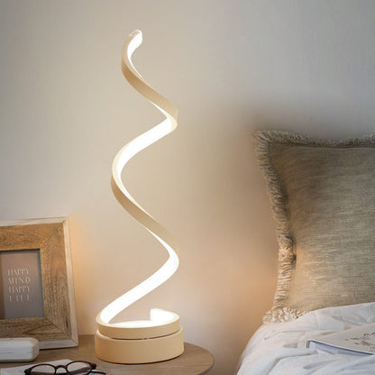 SpiraLuxe – Modern LED Bordslampa med Spiraldesign Veska Vit