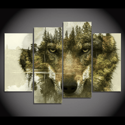 Spirit Guide of the Forest Wolf HD 4 Panel Målning | Veska