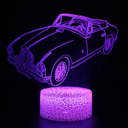 Sportbil serie 3d nattlampa LED stereo ljus illusion lampa USB sängbordslampa modelleringslampa dimmer | Veska Crack bas: touch 16 färg timing fjärrkontroll (ny) MY-125