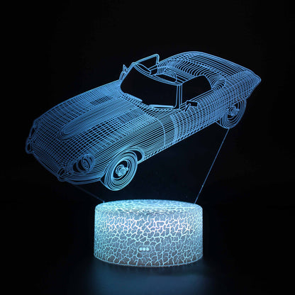 Sportbil serie 3d nattlampa LED stereo ljus illusion lampa USB sängbordslampa modelleringslampa dimmer | Veska Crack bas: touch 16 färg timing fjärrkontroll (ny) MY-127