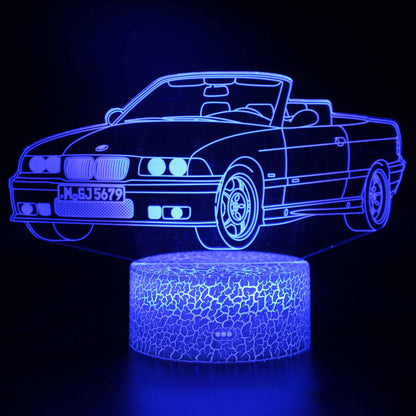 Sportbil serie 3d nattlampa LED stereo ljus illusion lampa USB sängbordslampa modelleringslampa dimmer | Veska Crack bas: touch 16 färg timing fjärrkontroll (ny) MY-870