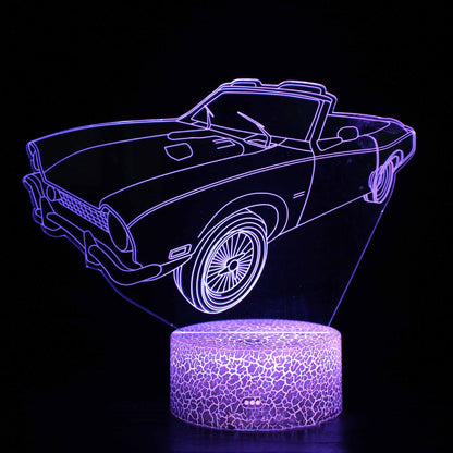Sportbil serie 3d nattlampa LED stereo ljus illusion lampa USB sängbordslampa modelleringslampa dimmer | Veska Crack bas: touch 16 färg timing fjärrkontroll (ny) MY-1854