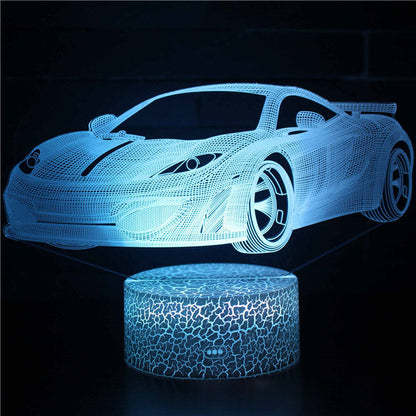 Sportbil serie 3d nattlampa LED stereo ljus illusion lampa USB sängbordslampa modelleringslampa dimmer | Veska