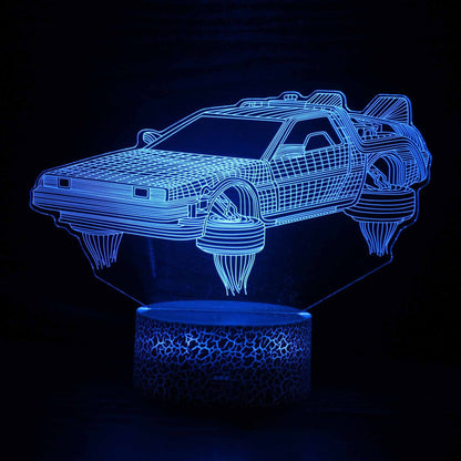 Sportbil serie 3d nattlampa LED stereo ljus illusion lampa USB sängbordslampa modelleringslampa dimmer | Veska Crack bas: touch 16 färg timing fjärrkontroll (ny) MY-3215