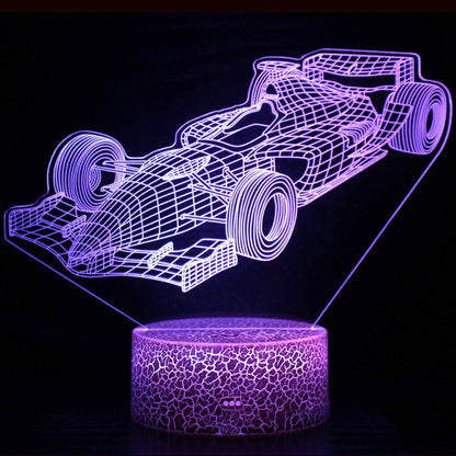Sportbil serie 3d nattlampa LED stereo ljus illusion lampa USB sängbordslampa modelleringslampa dimmer | Veska Crack bas: touch 16 färg timing fjärrkontroll (ny) MY-3216