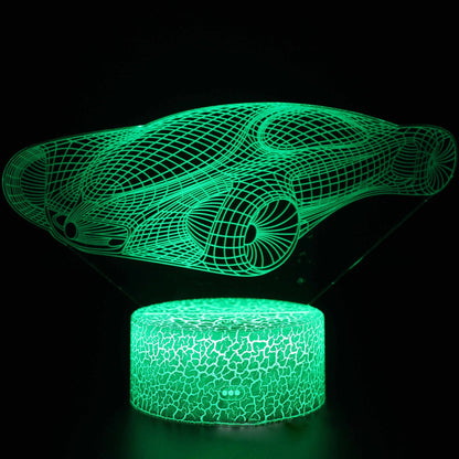 Sportbil serie 3d nattlampa LED stereo ljus illusion lampa USB sängbordslampa modelleringslampa dimmer | Veska Crack bas: touch 16 färg timing fjärrkontroll (ny) MY-118