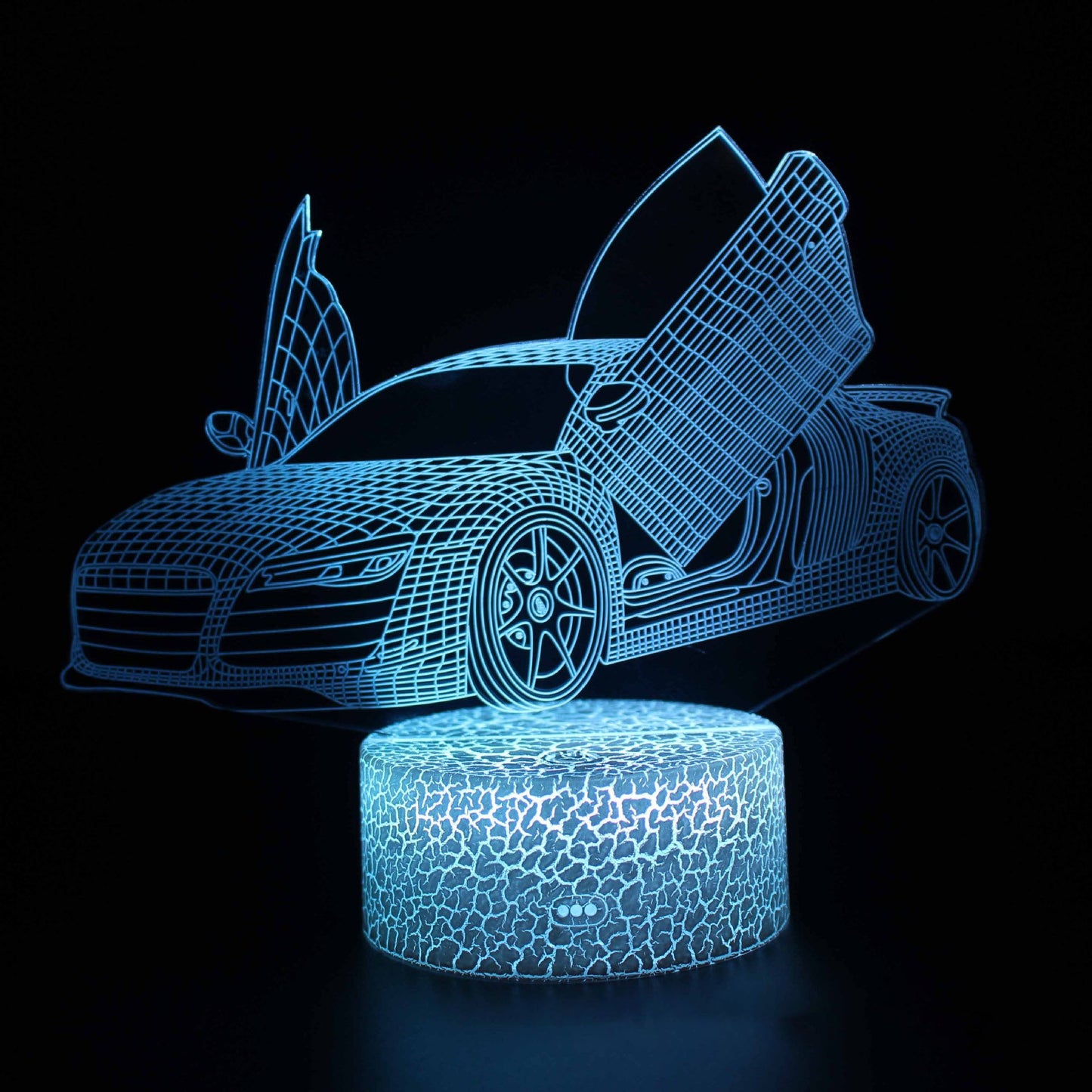 Sportbil serie 3d nattlampa LED stereo ljus illusion lampa USB sängbordslampa modelleringslampa dimmer | Veska Crack bas: touch 16 färg timing fjärrkontroll (ny) MY-120