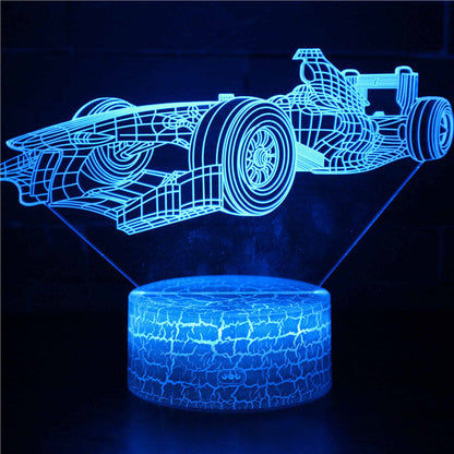 Sportbil serie 3d nattlampa LED stereo ljus illusion lampa USB sängbordslampa modelleringslampa dimmer | Veska Crack bas: touch 16 färg timing fjärrkontroll (ny) MY-92