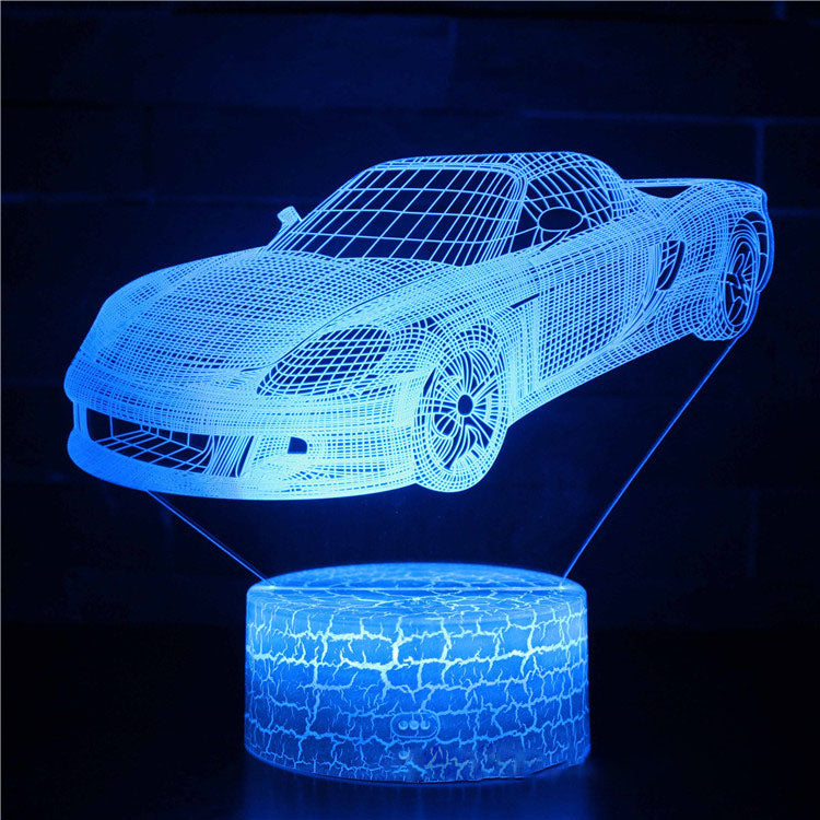 Sportbil serie 3d nattlampa LED stereo ljus illusion lampa USB sängbordslampa modelleringslampa dimmer | Veska