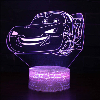 Sportbil serie 3d nattlampa LED stereo ljus illusion lampa USB sängbordslampa modelleringslampa dimmer | Veska Crack bas: touch 16 färg timing fjärrkontroll (ny) MY-115