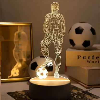 SportGlow Lampa - 3D Fotboll Illusion Bordslampa Veska