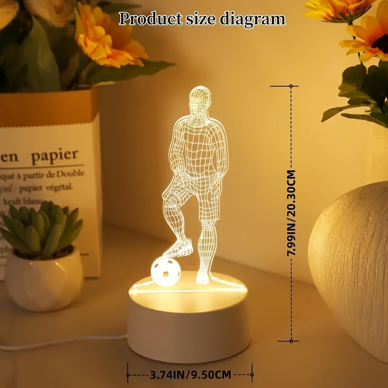 SportGlow - LED Bordsbordslampa med 3D Fotboll Design Veska