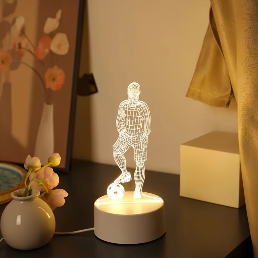 SportGlow - LED Bordsbordslampa med 3D Fotboll Design Veska