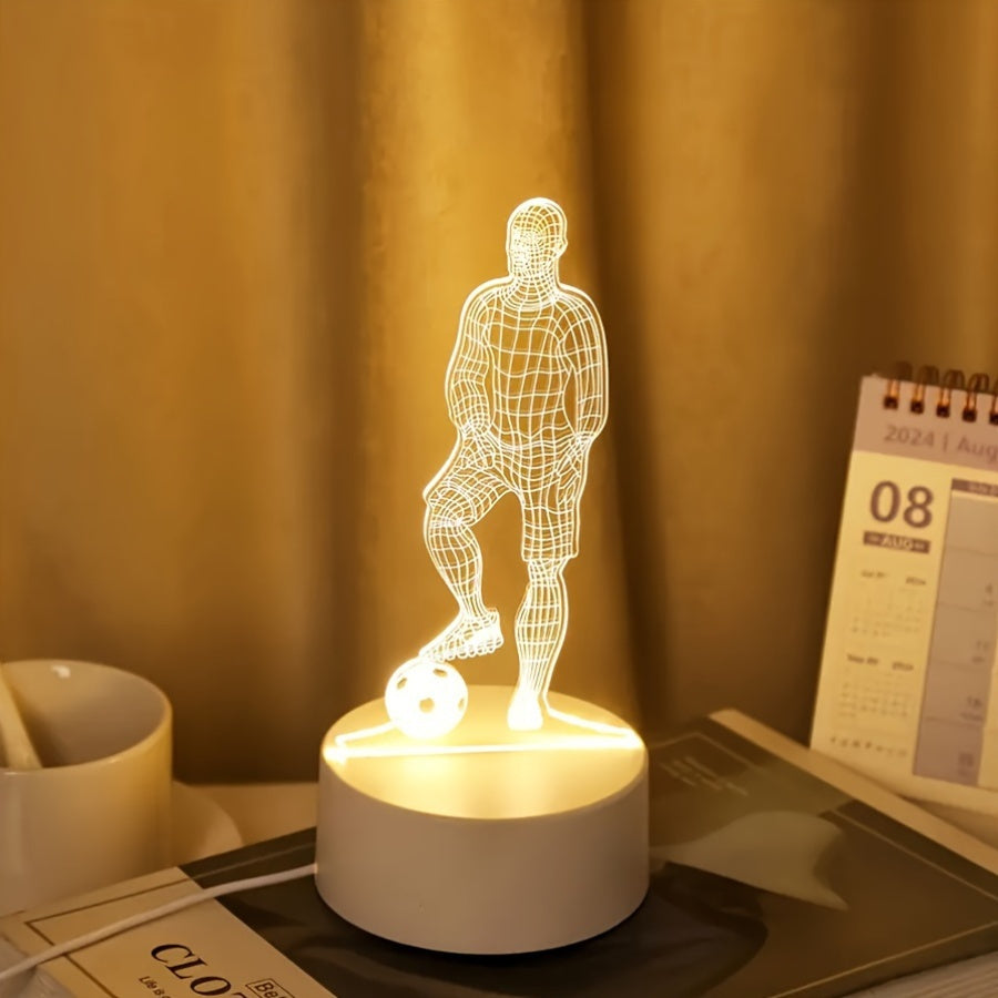 SportGlow - LED Bordsbordslampa med 3D Fotboll Design Veska