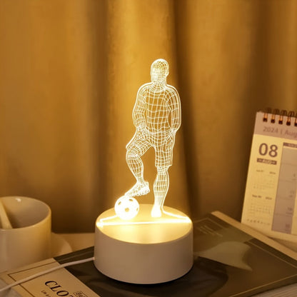 SportGlow - LED Bordsbordslampa med 3D Fotboll Design Veska