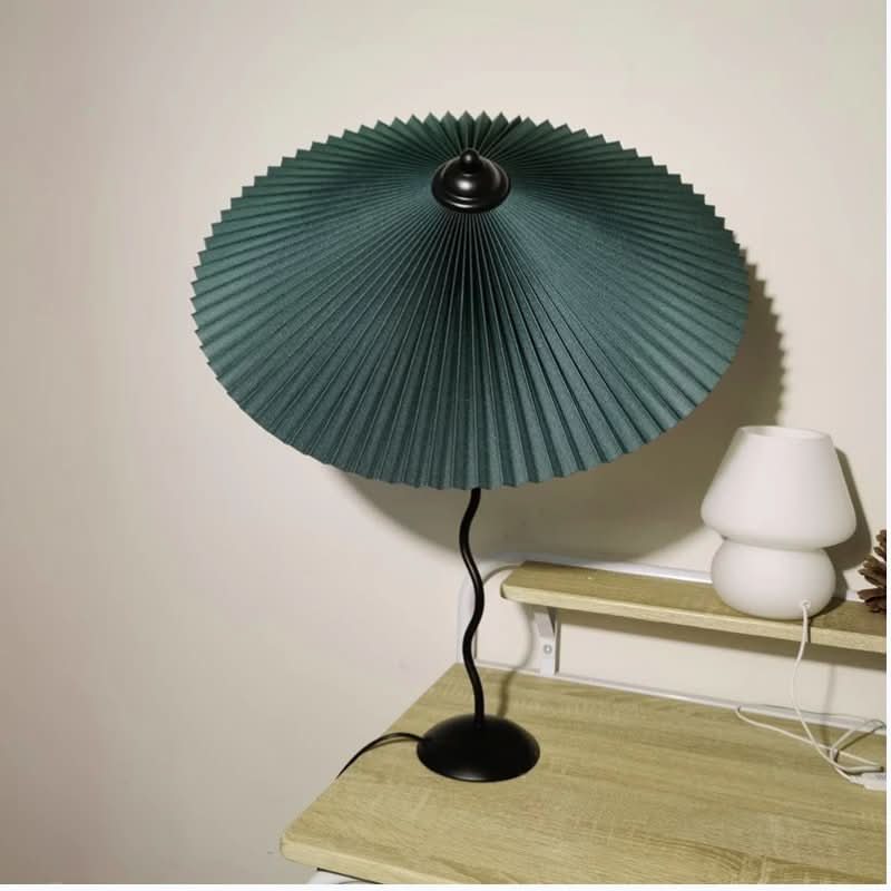 Squiggle Umbrella Table Lamp – Modern Twirl Design med kromfinish | Veska Teal Svart