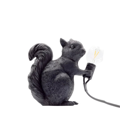 SquirrelGlow LED Bordslampa | Söt Design & Varm Ljus för Barn/Rum | Veska Svart