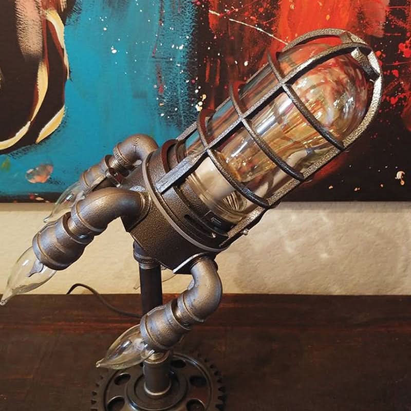 Steampunk Raket Bordslampa med Ljuslåga | Veska