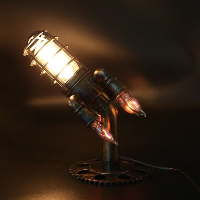 Steampunk Raket Bordslampa med Ljuslåga | Veska