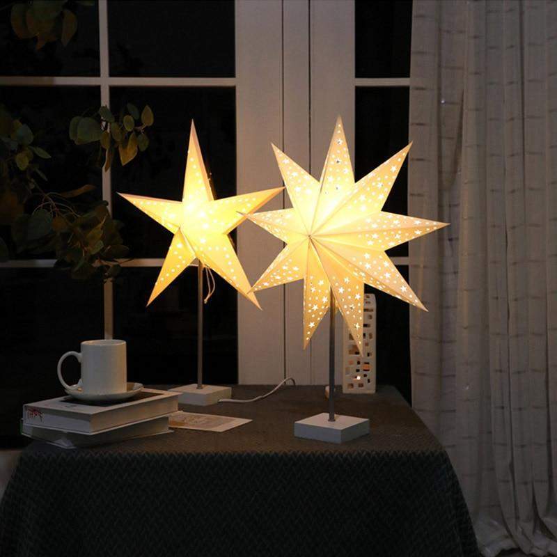 StellarGlow | Strålande LED Stjärn Lampa – Träbas Ambientljus för Sovrum & Vardagsrum Dekor | Veska