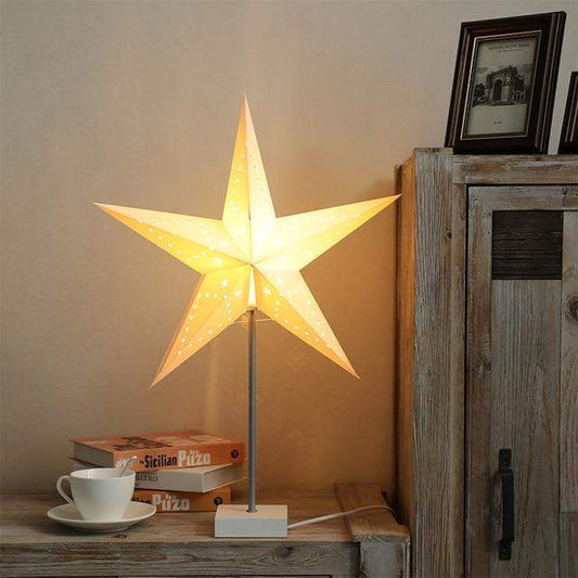 StellarGlow | Strålande LED Stjärn Lampa – Träbas Ambientljus för Sovrum & Vardagsrum Dekor | Veska 5 Punkter
