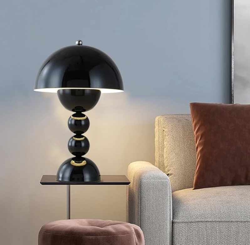 Svamp Dimbar LED Bordslampa | USB Uppladdningsbar | Veska Svart