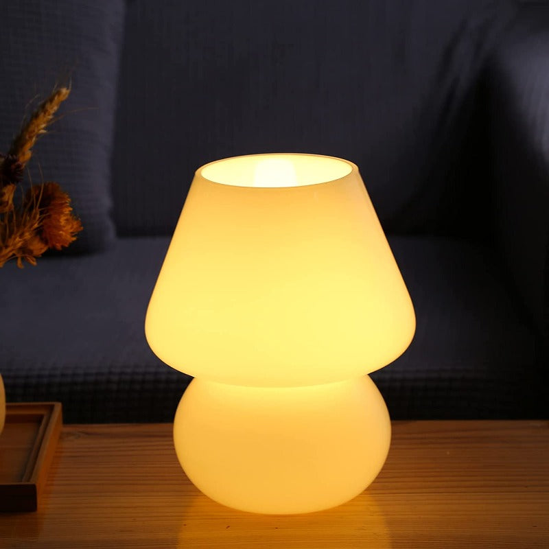 Svamp lampa, Glas svamp sänglampor Genomskinlig Murano Vintage stil Randig liten sängbord lampa Virvlande ljus för heminredning, matsal, vardagsrum, sovrum, present | Veska