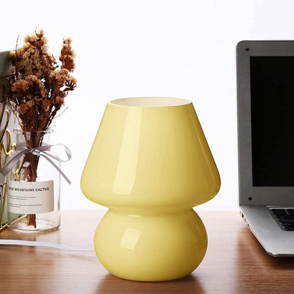 Svamp lampa, Glas svamp sänglampor Genomskinlig Murano Vintage stil Randig liten sängbord lampa Virvlande ljus för heminredning, matsal, vardagsrum, sovrum, present | Veska