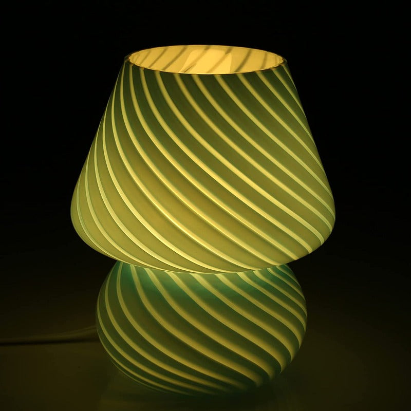 Svamp lampa, Glas svamp sänglampor Genomskinlig Murano Vintage stil Randig liten sängbord lampa Virvlande ljus för heminredning, matsal, vardagsrum, sovrum, present | Veska
