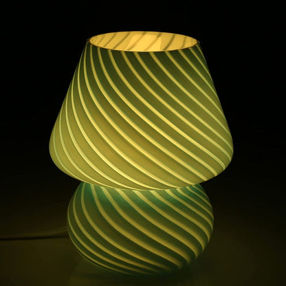 Svamp lampa, Glas svamp sänglampor Genomskinlig Murano Vintage stil Randig liten sängbord lampa Virvlande ljus för heminredning, matsal, vardagsrum, sovrum, present | Veska