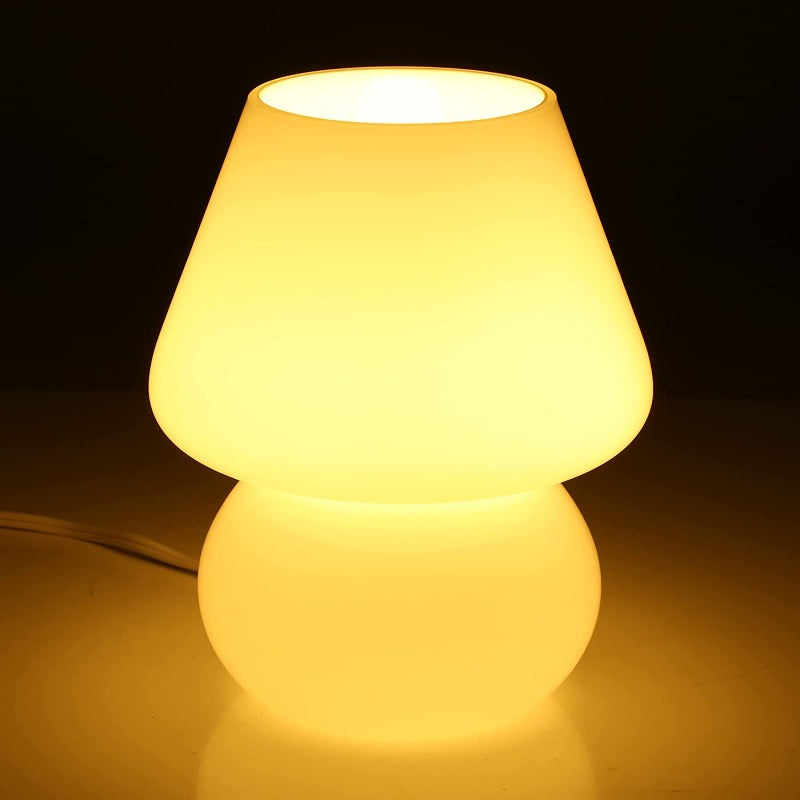 Svamp lampa, Glas svamp sänglampor Genomskinlig Murano Vintage stil Randig liten sängbord lampa Virvlande ljus för heminredning, matsal, vardagsrum, sovrum, present | Veska Ljusgul