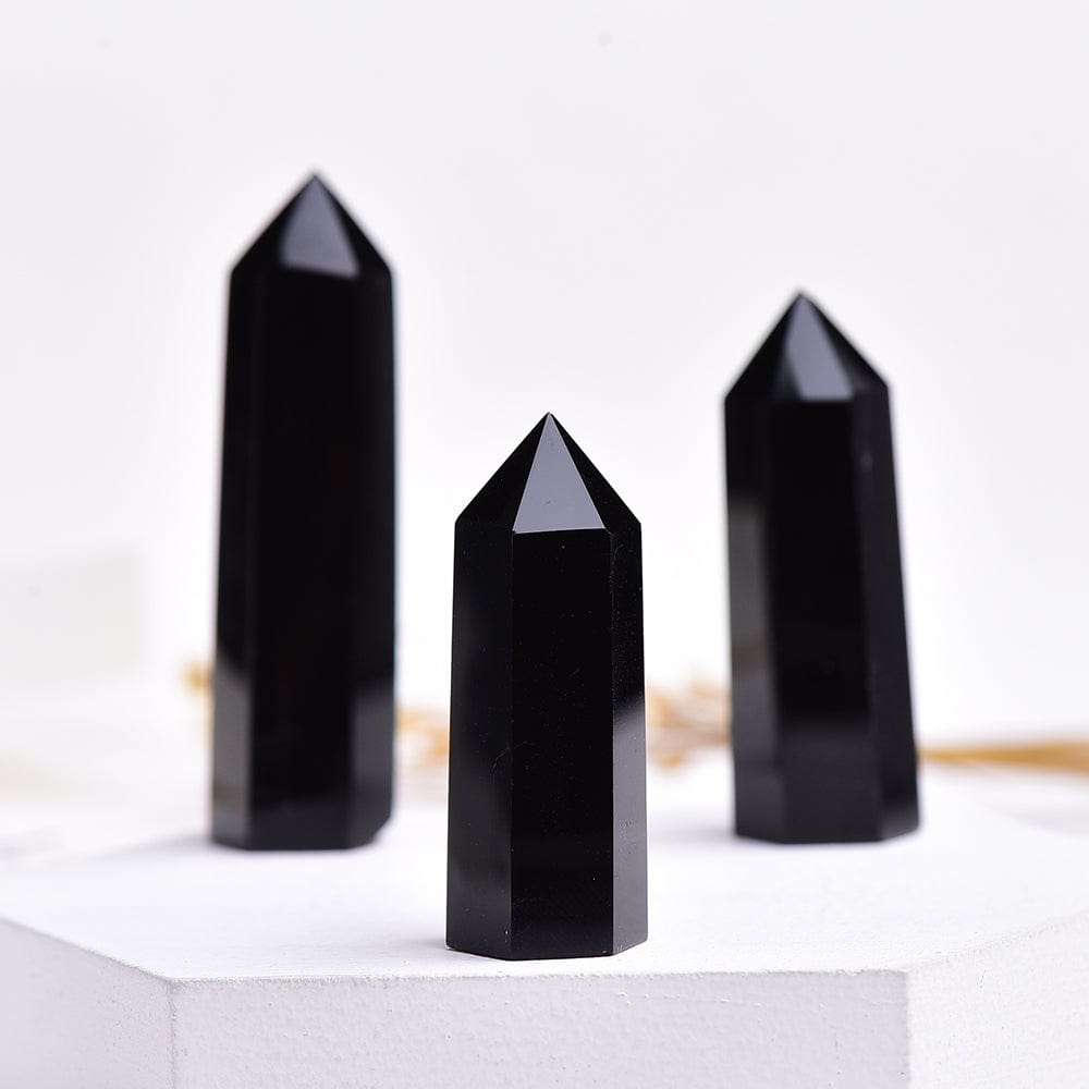 Svart Obsidian Kristall Punkt Torn | Veska