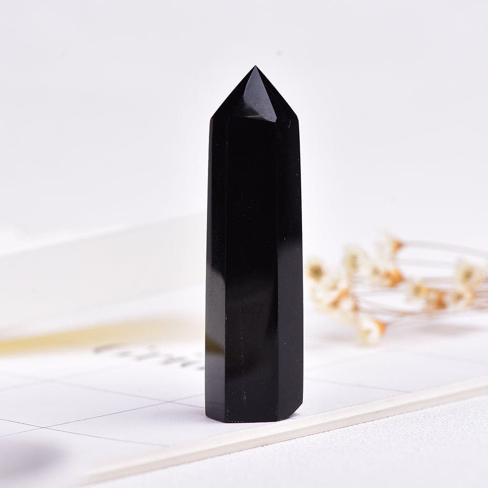 Svart Obsidian Kristall Punkt Torn | Veska