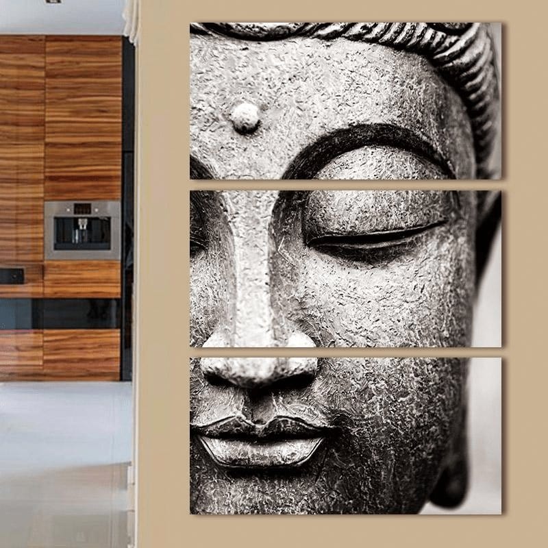 Svart och Vit Buddha Vägkonst 3 St Canvastryck | Veska