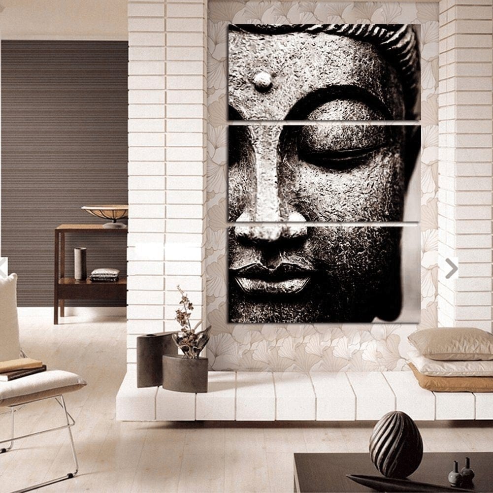 Svart och Vit Buddha Vägkonst 3 St Canvastryck | Veska