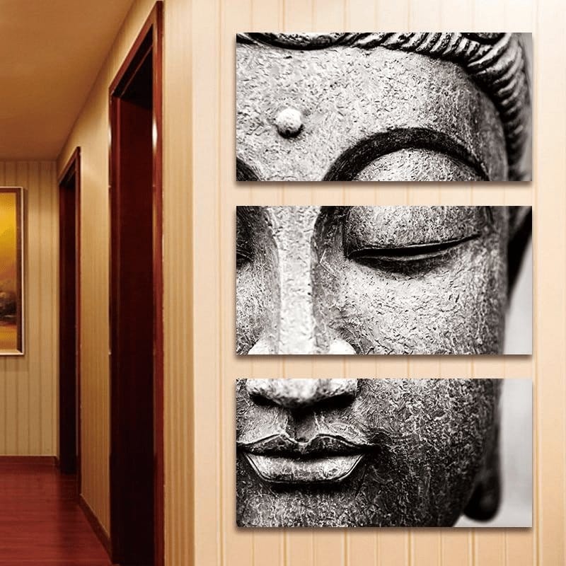 Svart och Vit Buddha Vägkonst 3 St Canvastryck | Veska
