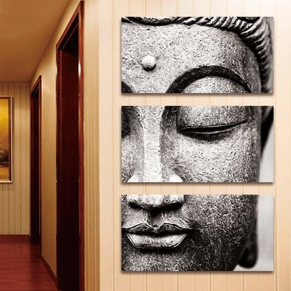 Svart och Vit Buddha Vägkonst 3 St Canvastryck | Veska