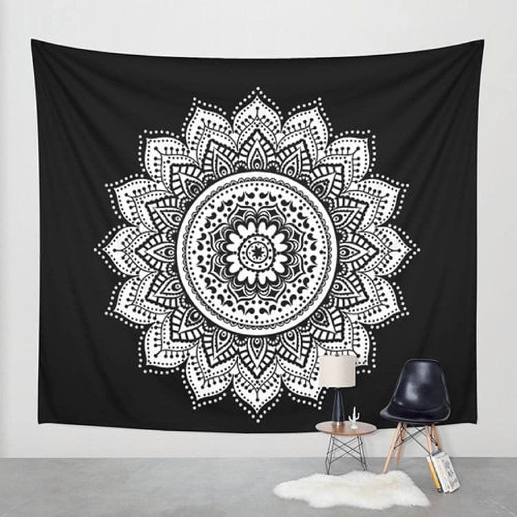 Svart och Vitt Mandala Tapestry | Veska