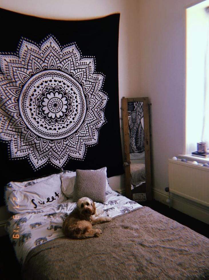 Svart och Vitt Mandala Tapestry | Veska