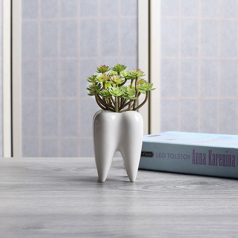 Tandform Vit Keramisk Modern Blomkruka | Veska