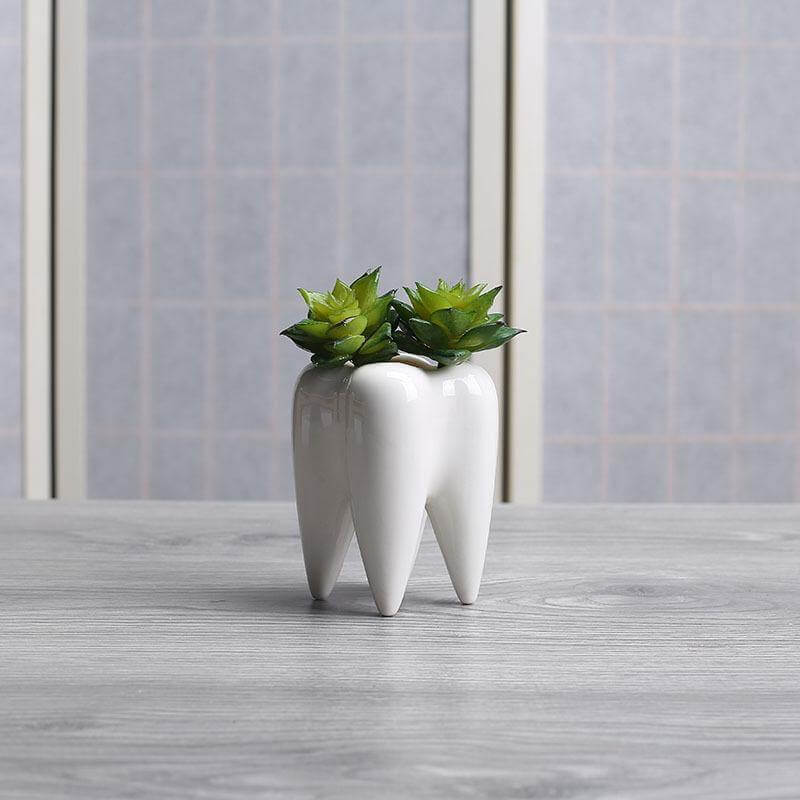 Tandform Vit Keramisk Modern Blomkruka | Veska