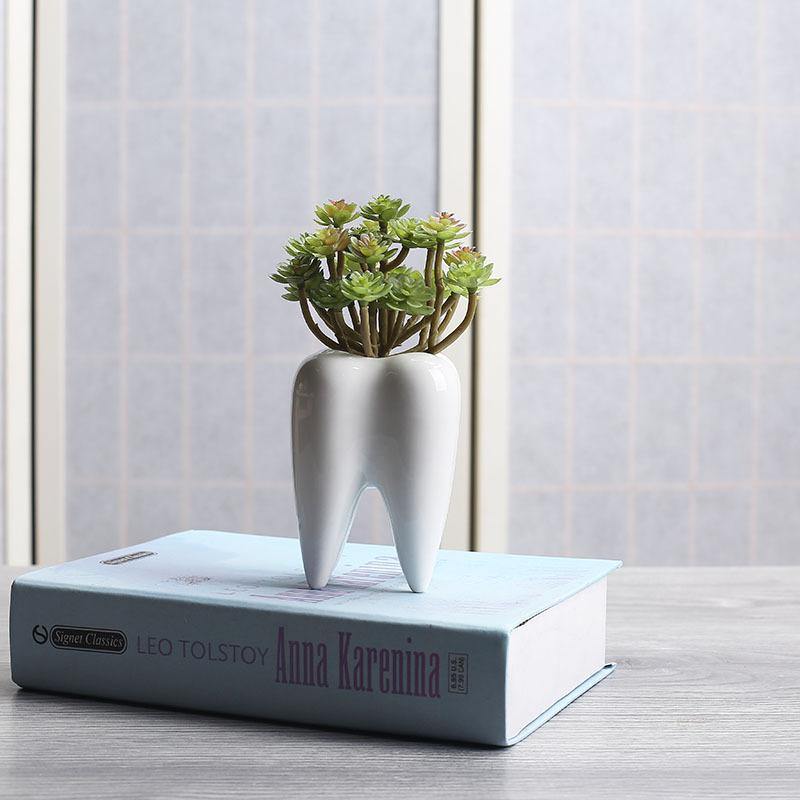Tandform Vit Keramisk Modern Blomkruka | Veska