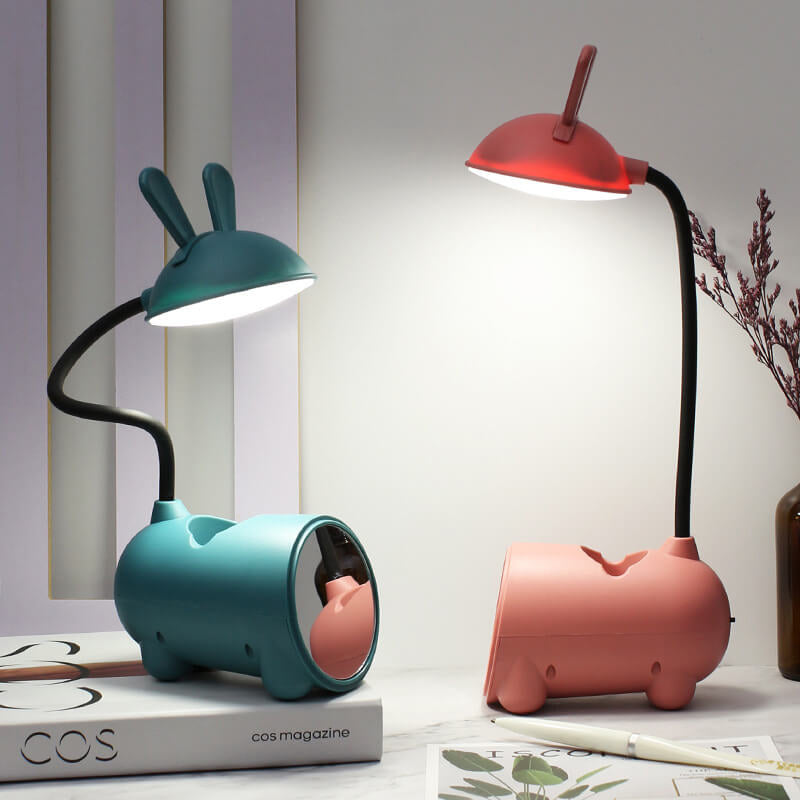 Tecknad Kreativ Kanin LED Touch USB Penna Hållare Skrivbordslampa | Veska