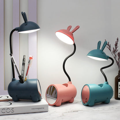 Tecknad Kreativ Kanin LED Touch USB Penna Hållare Skrivbordslampa | Veska