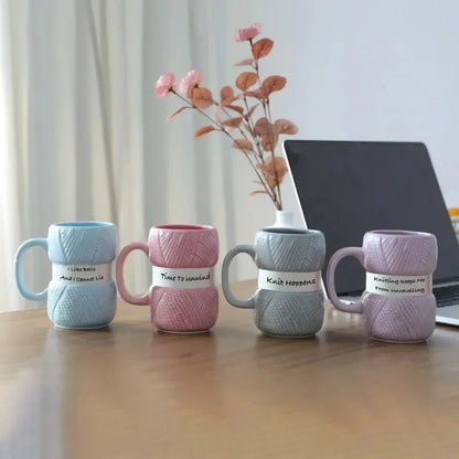 Texturerad Stickad Keramisk Mugg | Veska