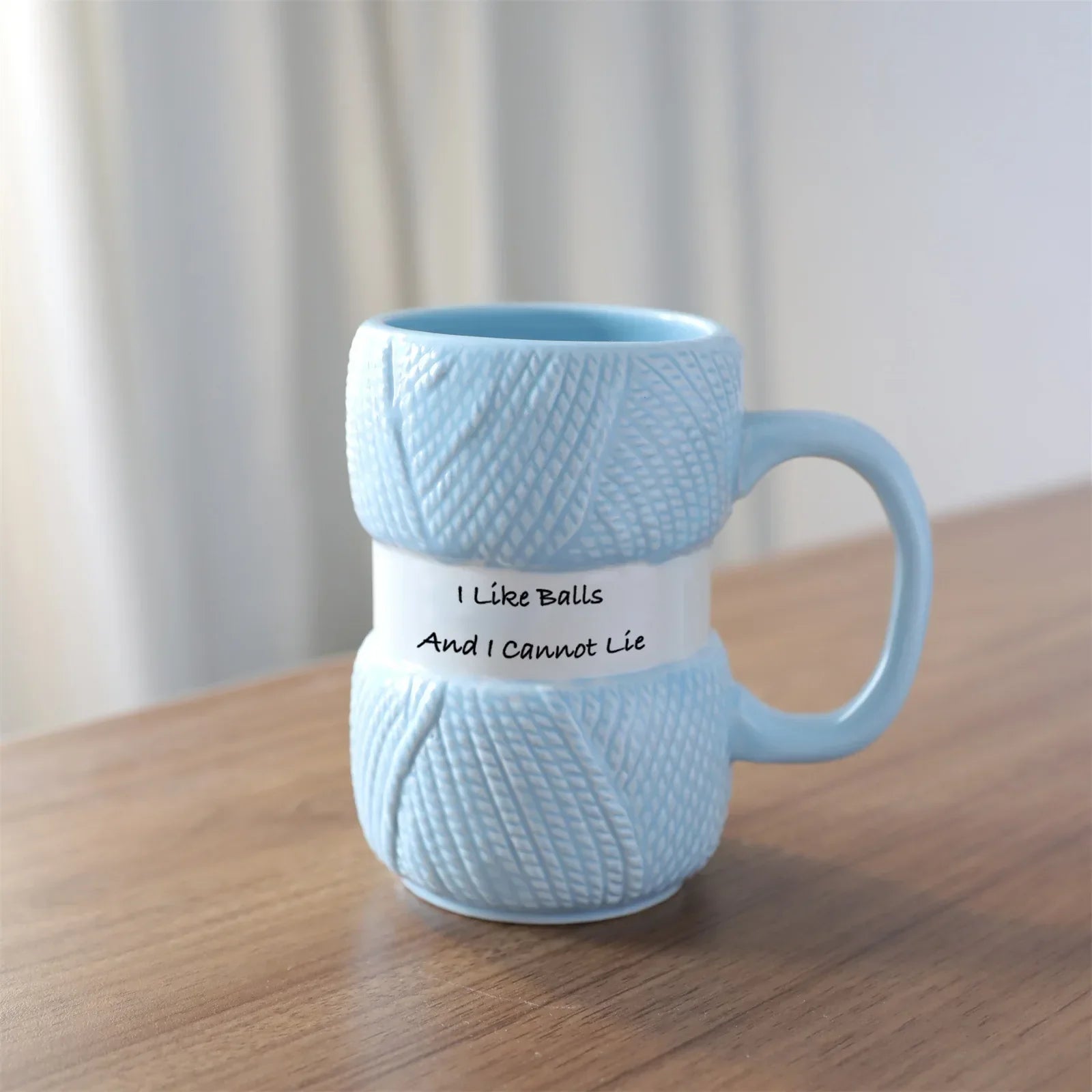Texturerad Stickad Keramisk Mugg | Veska 301-400ml Blå