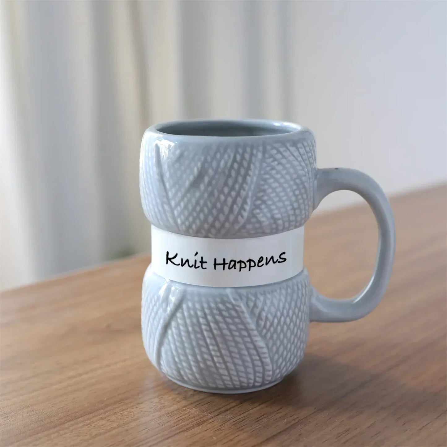 Texturerad Stickad Keramisk Mugg | Veska 301-400ml Grå